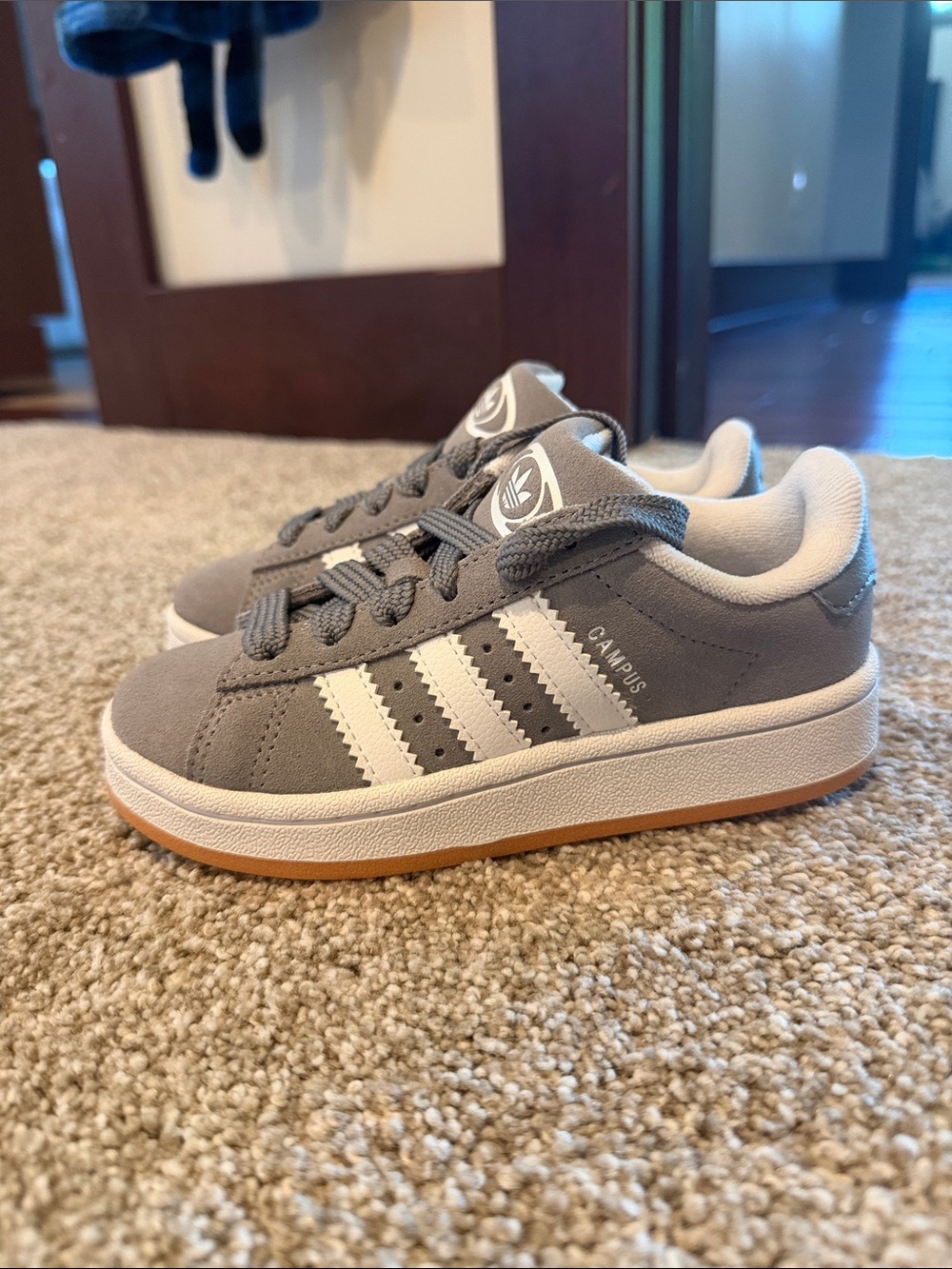 adidas Kids Campus Sneakers in Gray and White